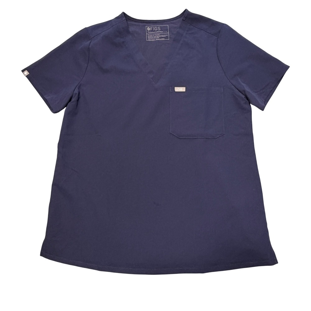 FIGS Catarina Scrub Top Navy Blue V-Neck One Pocket Medical Uniform FW1000 Large